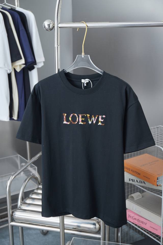 Loewe 25Ss early spring new blended embroidered letter short-sleeve A must-have