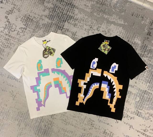 00191 A Bathing Ape Shark Series Bape Digital Shark Tee Digital Shark Print Roun