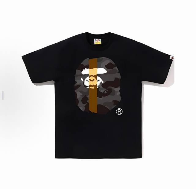 00173 A Bathing Ape Fw24 camouflage ape patchwork print short-sleeved T-shirt fo