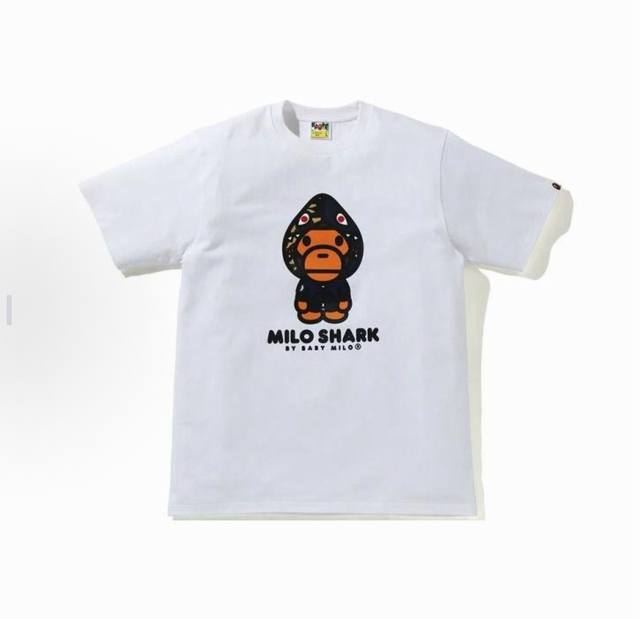 00150 A Bathing Ape Milo shark cap print short-sleeved T-shirt for men and women