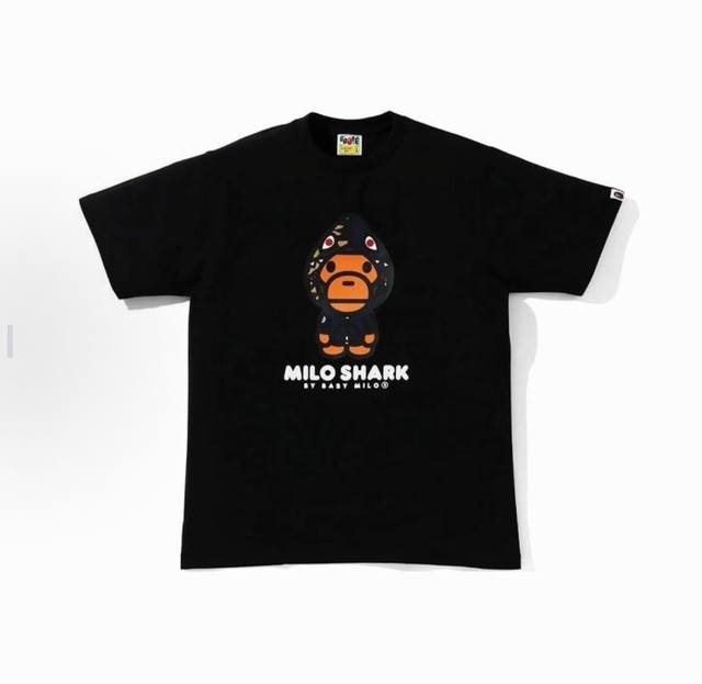 00150 A Bathing Ape Milo shark cap print short-sleeved T-shirt for men and women