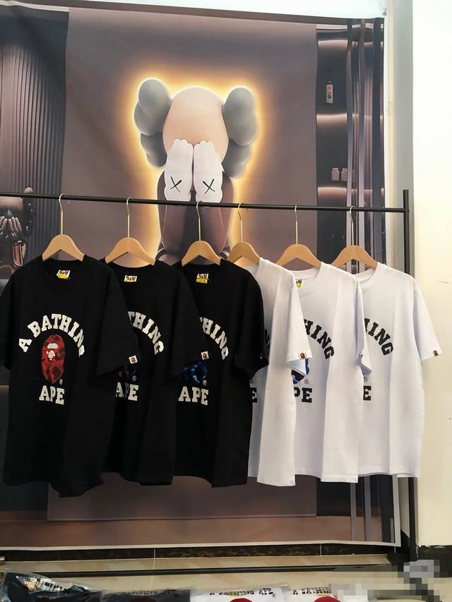 00114 A Bathing Ape ape head series letter print short sleeve T-shirt unisex siz