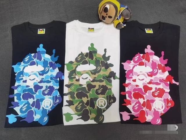 00112 A Bathing Ape Ss24 camouflage ape head print short-sleeved T-shirt for men