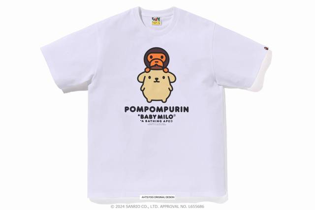 001018 Bape x Sanrio collaboration Fw24 Pompompurin logo print crew neck short-s