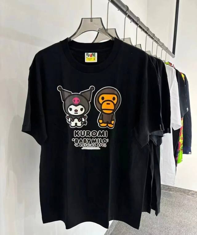 001012 Bape x Sanrio Fw24 Kuromi graphic print cuff logo crew neck short-sleeved