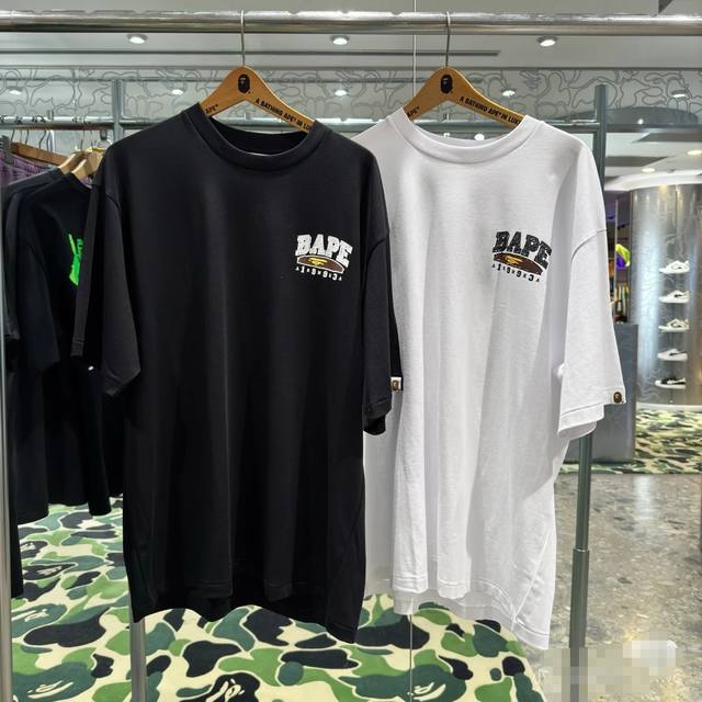001008 A Bathing Ape SS24 Back to College Series Hand-painted Pattern Short-slee