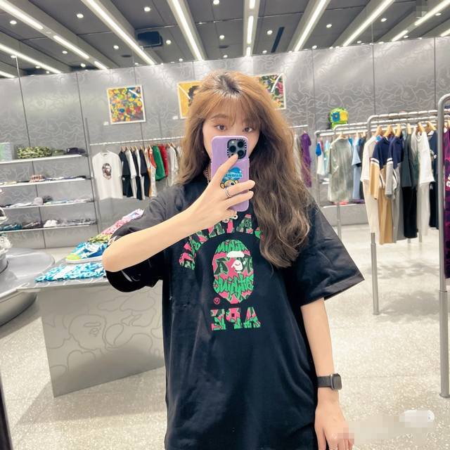 00189 Bape SS23 contrasting ape head graffiti print short-sleeved casual round n