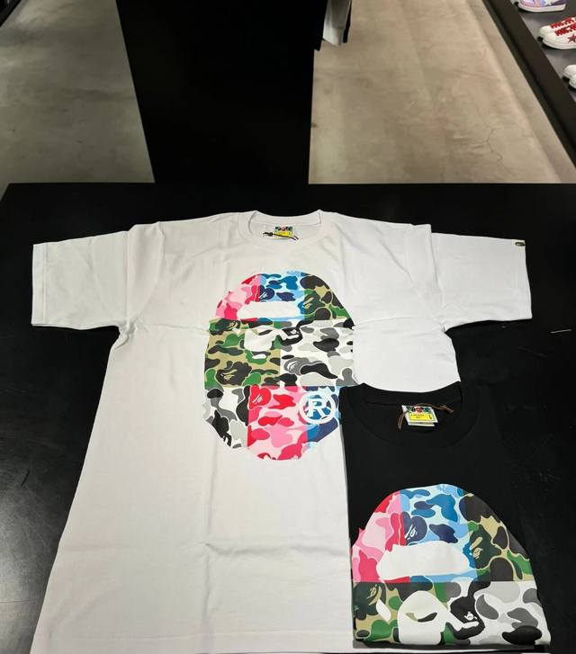 00180 Model A Bathing Ape Fw23 Ape Head Print Short Sleeve Crew Neck Casual T-sh