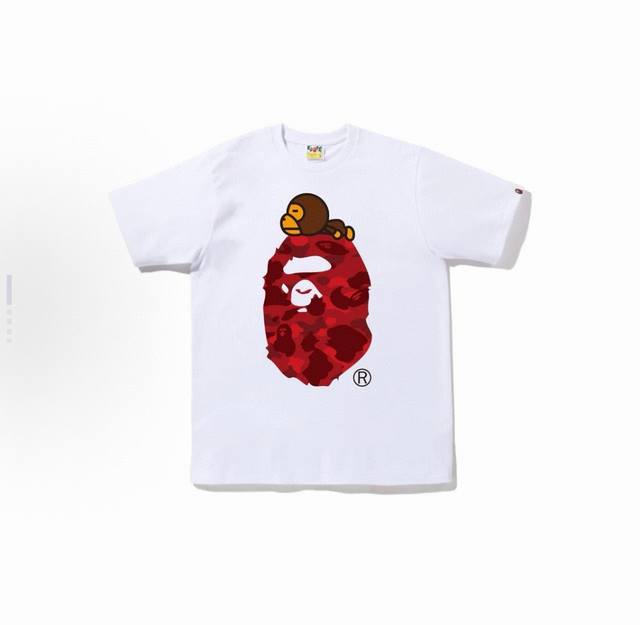 00179 Bape Fw22 Color Camo Milo On Big Ape Tee Ape head print casual short-sleev