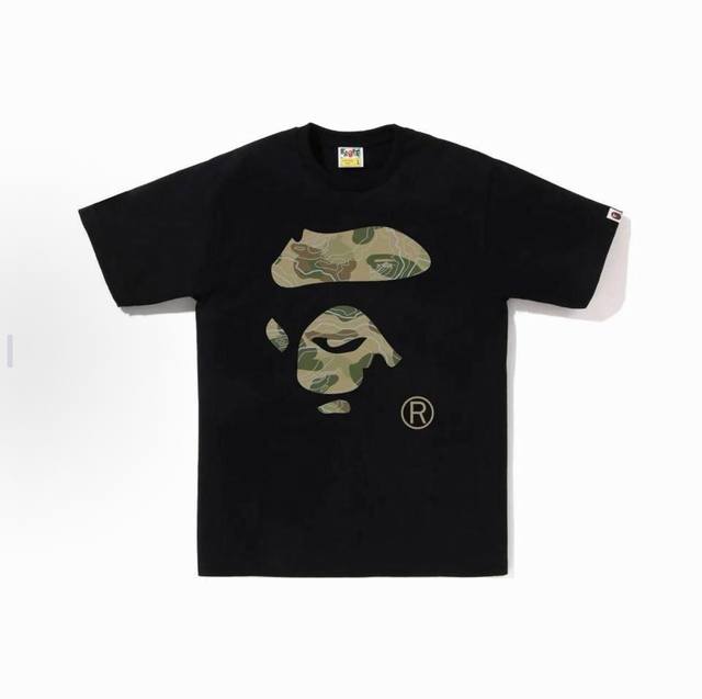 00178 A Bathing Ape camouflage ape face lettering print short-sleeved T-shirt fo