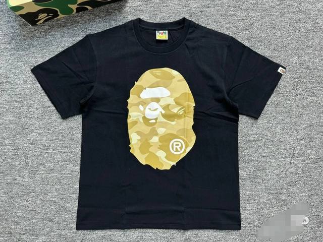 00103 A Bathing Ape gold camouflage ape head print short-sleeved T-shirt for men