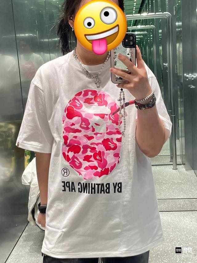 00101 A Bathing Ape Abc By Bathing Tee pink camouflage ape head short-sleeved T-