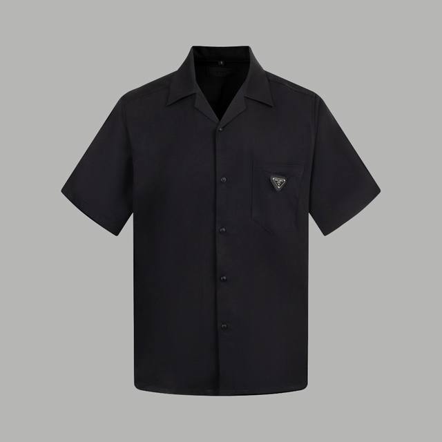 Top version difference currency Style: Prada triangle logo silk shirt Polo short