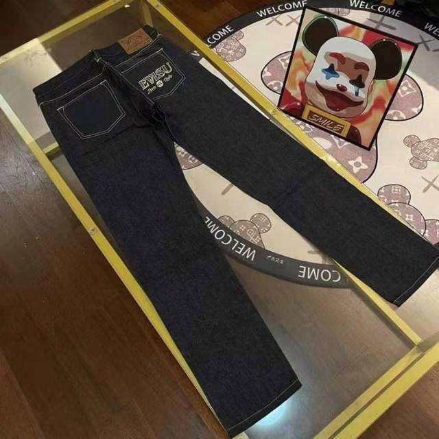 Evisu Fushen jeans new letter print straight versatile casual pants size 29 30.3