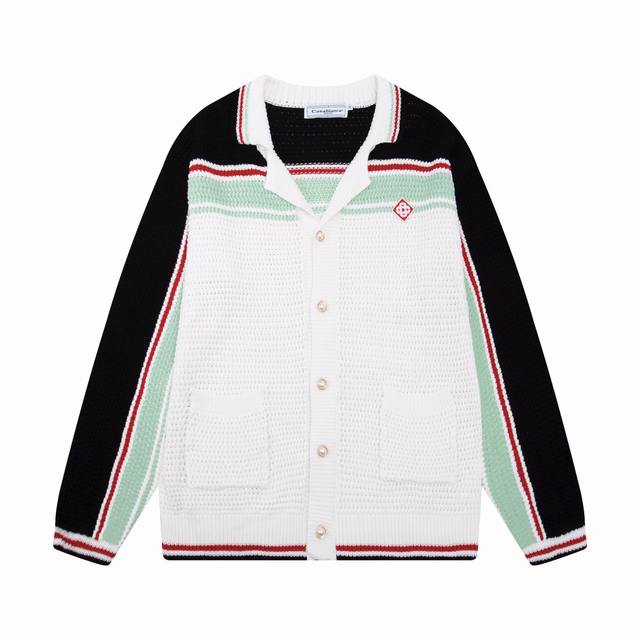 Casablanca 25th spring and summer new color-blocked long-sleeved knitted jacket