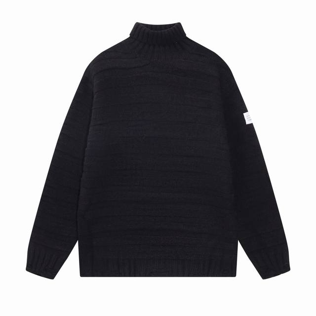 Maison Margiela 3D Knitted Turtleneck Ripped Knitted Sweater Color: Green Black