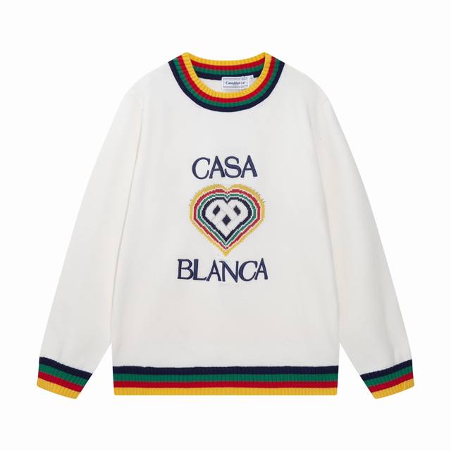 Casablanca 24th Autumn and Winter Colorblock Heart Round Neck Knit Long Sleeve C