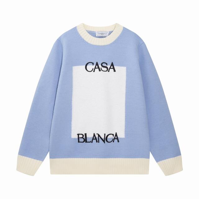 Casablanca 24th autumn and winter new color block knitted pullover sweater Color