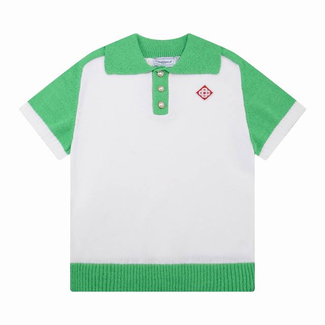 Casablanca 24th spring and summer new full print jacquard knit short sleeve pear