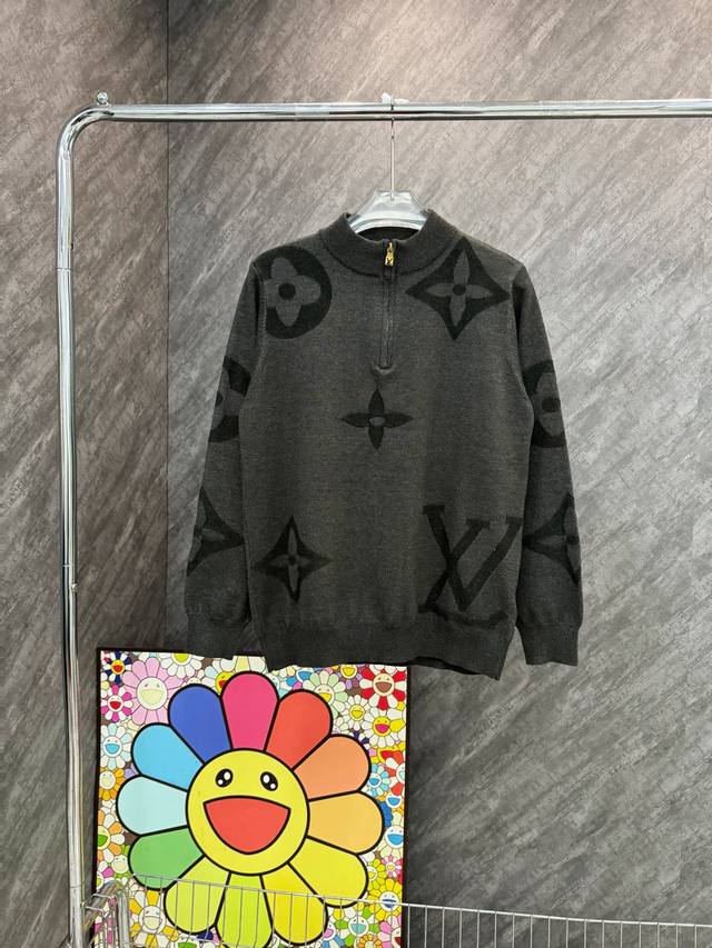 Model number Y37 Lv half-zipper monogram letter knitted sweater Louisvuitton off