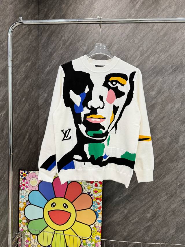 Model number Y36 Lv colorful human face knitted sweater New knitted sweater sync