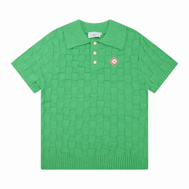 Casablanca 24th spring and summer new full print jacquard knit short sleeve pear