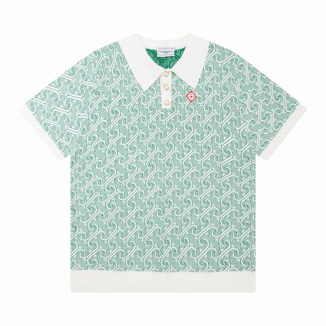 Casablanca 24th spring and summer new style full print jacquard knit short sleev