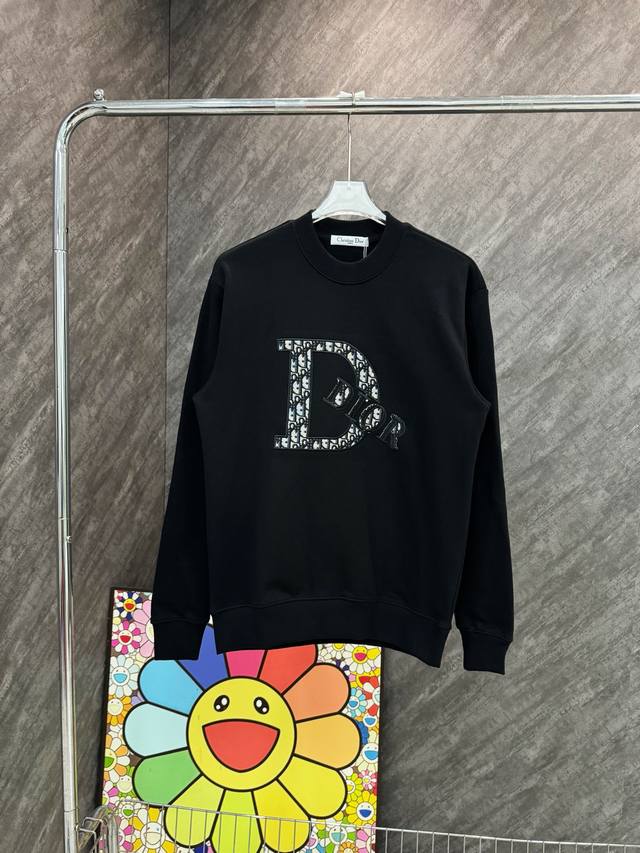 Style number: Y14 Dior monogram denim patch large logo embroidery round neck sw