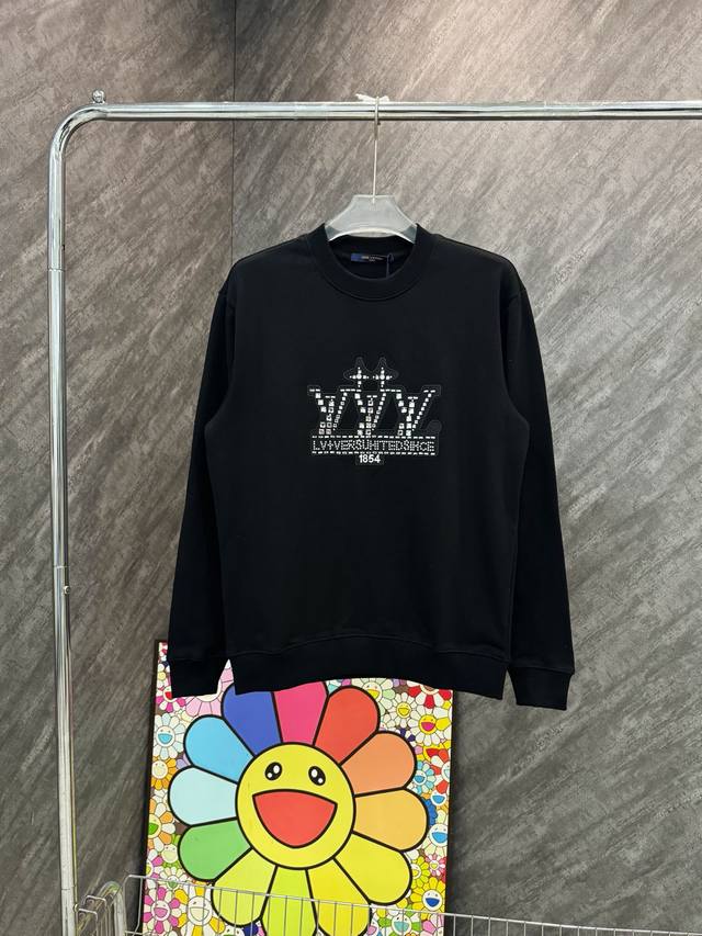 Style number: Y7 Lv diamond large label patch round neck sweatshirt Official we