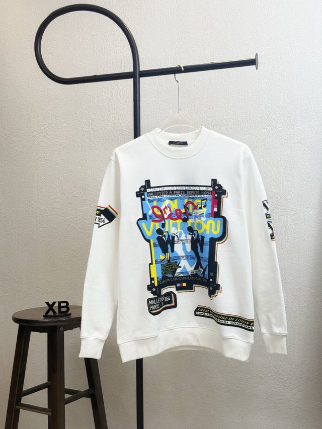 Style No. Xb White Lv Louis Vuitton Musician Print Crewneck Sweatshirt Fabric i