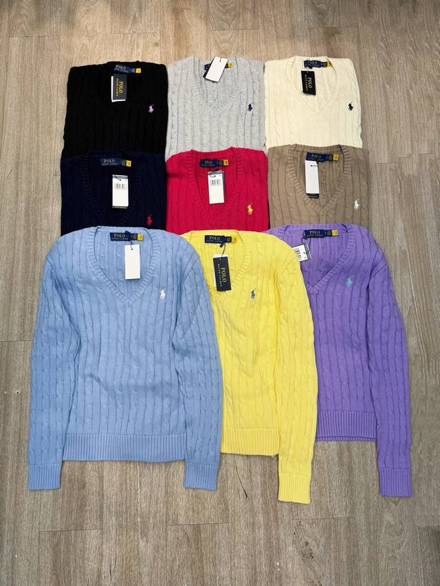 L05#Ralph Lauren American high-end brand new V-neck long-sleeved sweater in stoc