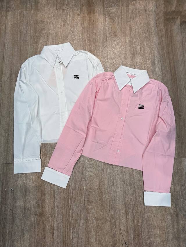 M330#Miumiu Miu Miu French luxury 25Ss early autumn new hooded embroidered shirt