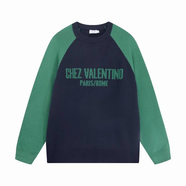 Valentino Vt Logo Jacquard Crew Neck Sweater Color: Blue-Green Size: SML Xl Xxl