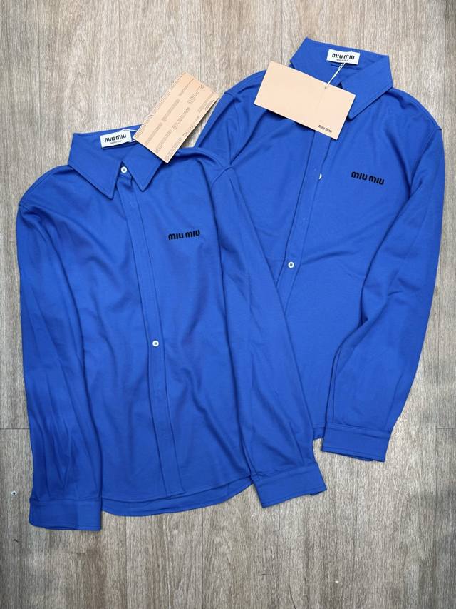M328#Miumiu Miu Miu French luxury 25Ss new letter embroidered long-sleeved shirt
