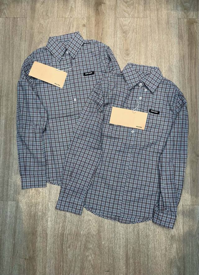 M327#Miumiu Miu Miu French luxury Ali Ss new plaid shirt long sleeve spot focus