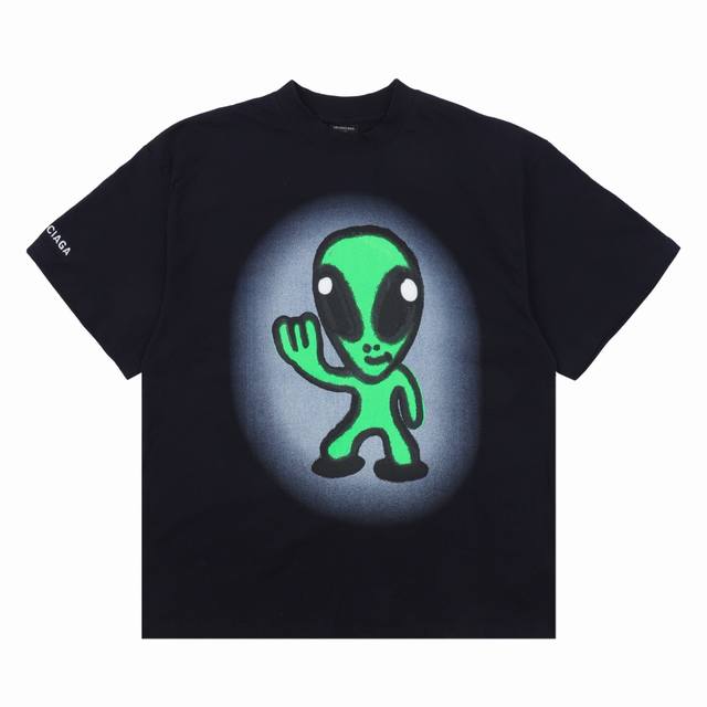 Balenciaga Paris family new dissolving smiley alien short sleeve size: Xs-L DDD