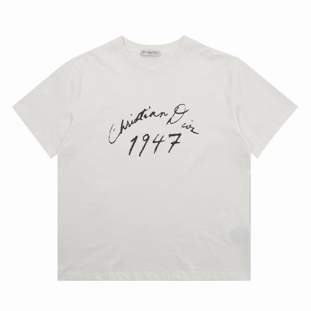 Dior 47 Logo Slogan Print Couple Short Sleeve Tee Size: Xs-L DDD