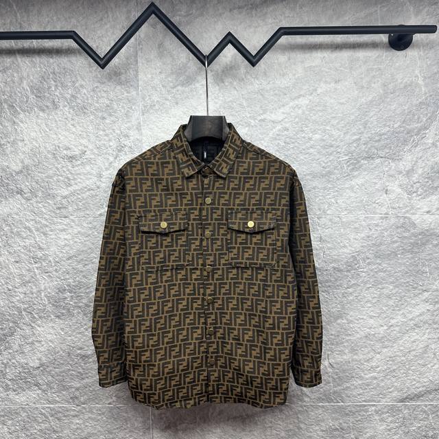 Fendi's new 2025 Ff logo all-over couple's denim jacket. Made from heavy washed
