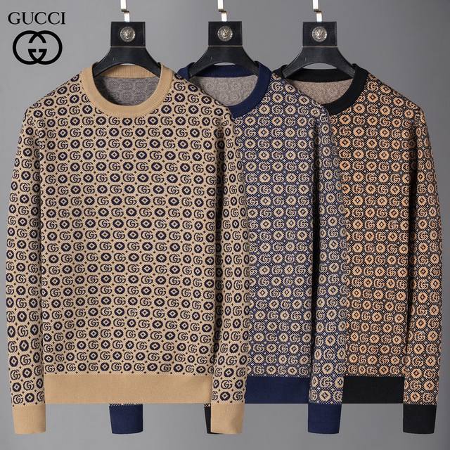 Gucci counter-style sweater, unique embroidery imported wool fabric, high densi