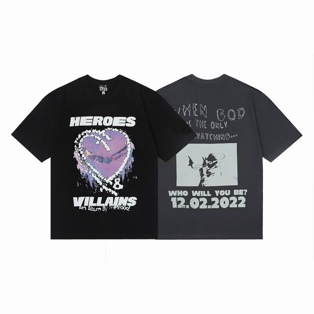6682# Hellstar American style high street pure cotton loose short sleeve T-shirt