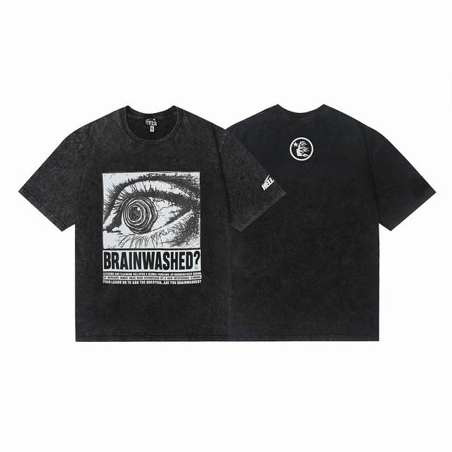 7720# Washed Hellstar Hell Star Ins Same Style Retro Print Tops Men's and Women'