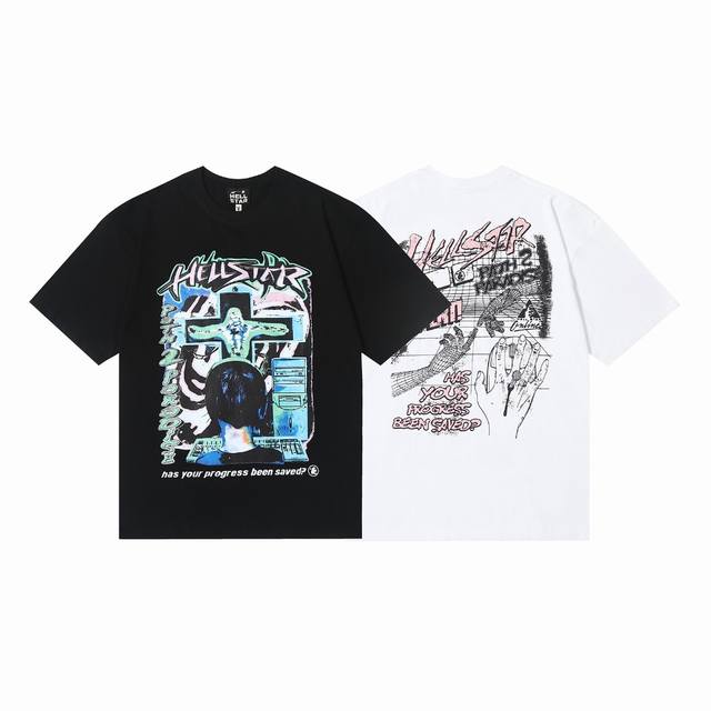 6601# American Hell Hell Star High Street Hip Hop Short Sleeve Men and Women Cou