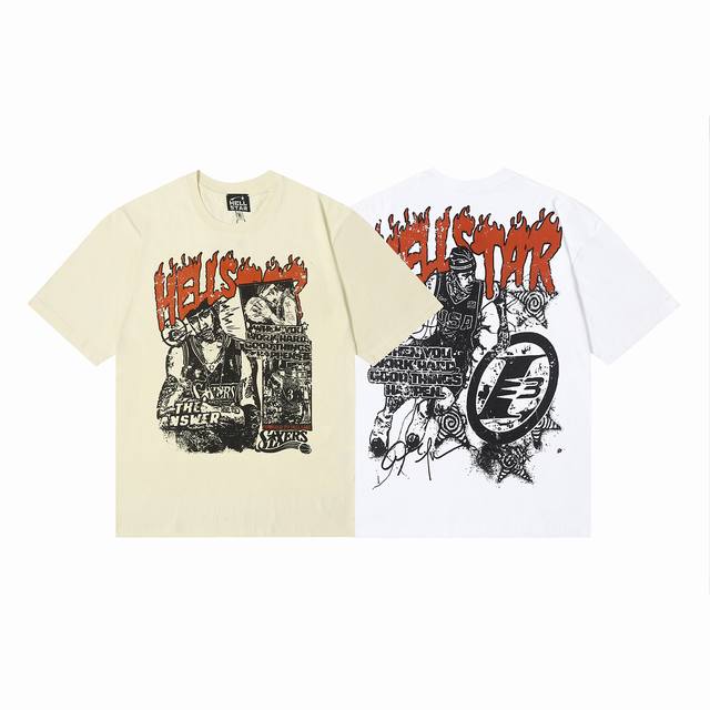 6675# Hellstar American style high street pure cotton loose short sleeve T-shirt
