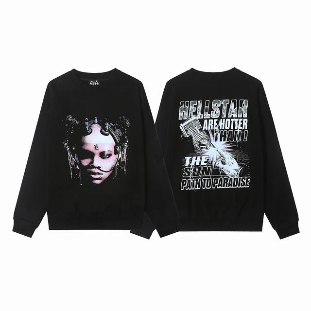 8838# Hellstar High Quality American Style Printed Cotton Terry Crew Neck Sweats
