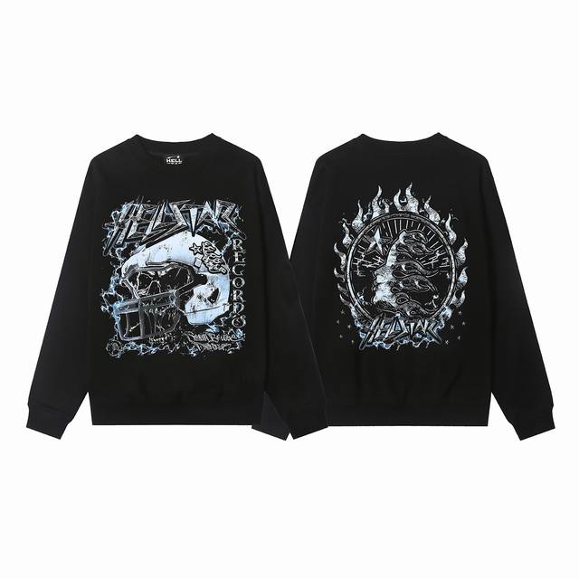 8837# Hellstar High Quality American Style Printed Cotton Terry Crew Neck Sweats