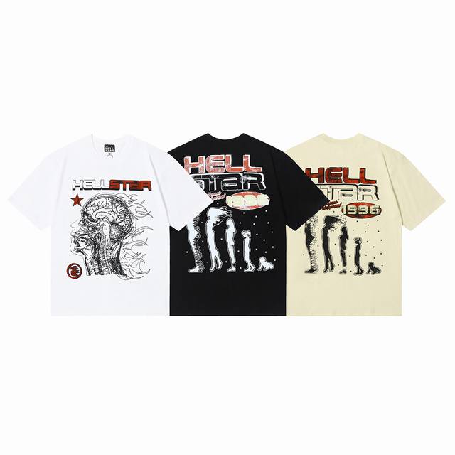 6619# Hellstar American style high street pure cotton loose short sleeve T-shirt