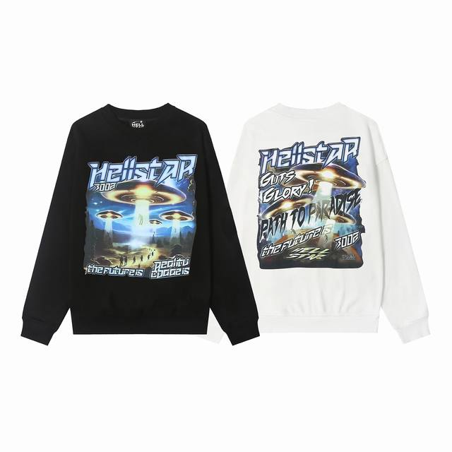 8835# Hellstar high quality American style printed cotton terry round neck sweat