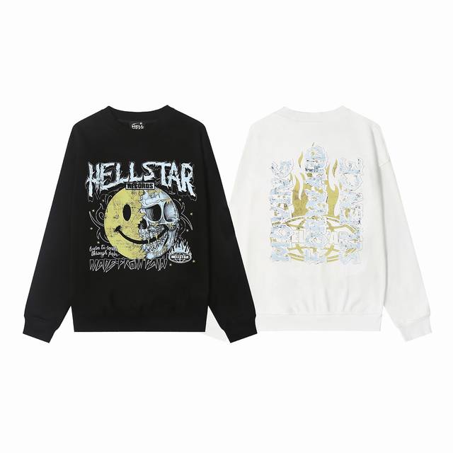 8830# Hellstar high quality American style printed cotton terry round neck sweat