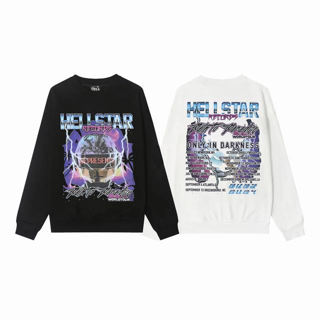 8829# Hellstar High Quality American Style Printed Cotton Terry Crew Neck Sweats
