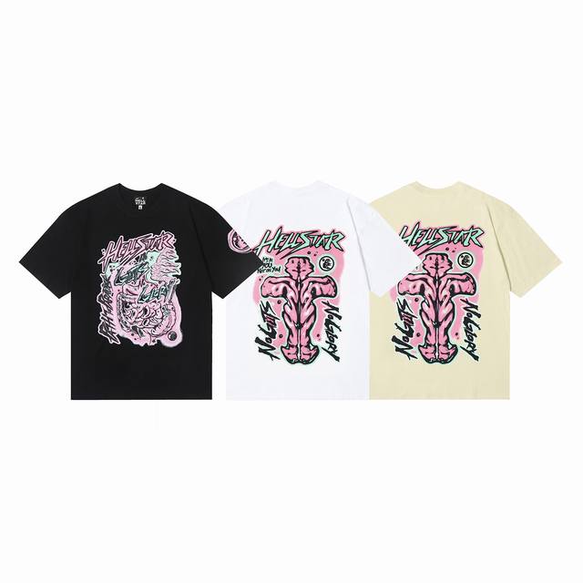6626# Hellstar American style high street pure cotton loose short sleeve T-shirt